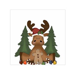 Christmas Moose Small Satin Scarf (square) by Sapixe