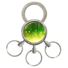 Christmas Green Background Stars Snowflakes Decorative Ornaments Pictures 3-ring Key Chains by Sapixe