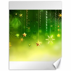 Christmas Green Background Stars Snowflakes Decorative Ornaments Pictures Canvas 18  X 24   by Sapixe