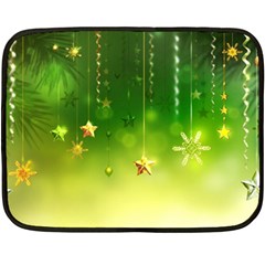 Christmas Green Background Stars Snowflakes Decorative Ornaments Pictures Fleece Blanket (mini) by Sapixe