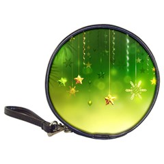 Christmas Green Background Stars Snowflakes Decorative Ornaments Pictures Classic 20-cd Wallets