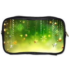 Christmas Green Background Stars Snowflakes Decorative Ornaments Pictures Toiletries Bags 2-side by Sapixe