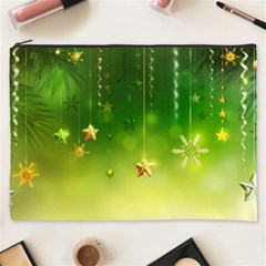 Christmas Green Background Stars Snowflakes Decorative Ornaments Pictures Cosmetic Bag (xxxl)  by Sapixe