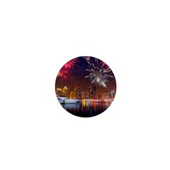 Christmas Night In Dubai Holidays City Skyscrapers At Night The Sky Fireworks Uae 1  Mini Buttons by Sapixe