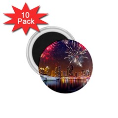 Christmas Night In Dubai Holidays City Skyscrapers At Night The Sky Fireworks Uae 1 75  Magnets (10 Pack)  by Sapixe