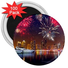 Christmas Night In Dubai Holidays City Skyscrapers At Night The Sky Fireworks Uae 3  Magnets (100 Pack) by Sapixe