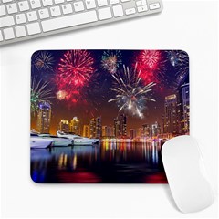 Christmas Night In Dubai Holidays City Skyscrapers At Night The Sky Fireworks Uae Large Mousepads by Sapixe