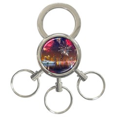 Christmas Night In Dubai Holidays City Skyscrapers At Night The Sky Fireworks Uae 3-ring Key Chains by Sapixe