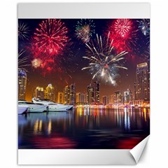 Christmas Night In Dubai Holidays City Skyscrapers At Night The Sky Fireworks Uae Canvas 16  X 20   by Sapixe