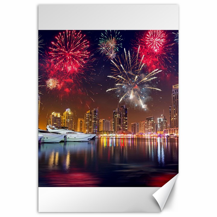 Christmas Night In Dubai Holidays City Skyscrapers At Night The Sky Fireworks Uae Canvas 20  x 30  