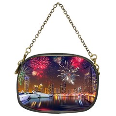 Christmas Night In Dubai Holidays City Skyscrapers At Night The Sky Fireworks Uae Chain Purses (one Side)  by Sapixe