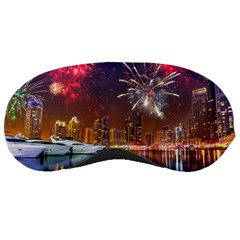 Christmas Night In Dubai Holidays City Skyscrapers At Night The Sky Fireworks Uae Sleeping Masks by Sapixe