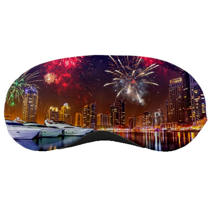 Christmas Night In Dubai Holidays City Skyscrapers At Night The Sky Fireworks Uae Sleeping Masks