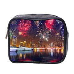 Christmas Night In Dubai Holidays City Skyscrapers At Night The Sky Fireworks Uae Mini Toiletries Bag 2-side by Sapixe