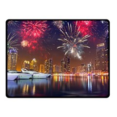 Christmas Night In Dubai Holidays City Skyscrapers At Night The Sky Fireworks Uae Fleece Blanket (small) by Sapixe