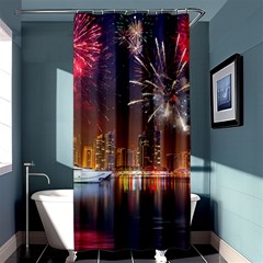 Christmas Night In Dubai Holidays City Skyscrapers At Night The Sky Fireworks Uae Shower Curtain 36  X 72  (stall)  by Sapixe