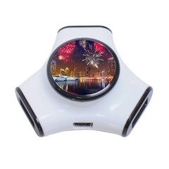 Christmas Night In Dubai Holidays City Skyscrapers At Night The Sky Fireworks Uae 3-port Usb Hub by Sapixe