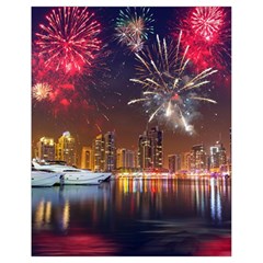 Christmas Night In Dubai Holidays City Skyscrapers At Night The Sky Fireworks Uae Drawstring Bag (small) by Sapixe