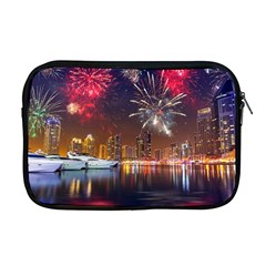 Christmas Night In Dubai Holidays City Skyscrapers At Night The Sky Fireworks Uae Apple Macbook Pro 17  Zipper Case by Sapixe