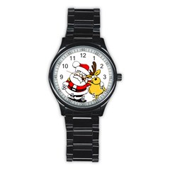 Christmas Santa Claus Stainless Steel Round Watch by Sapixe