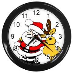 Christmas Santa Claus Wall Clocks (black) by Sapixe