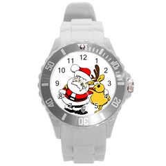 Christmas Santa Claus Round Plastic Sport Watch (l) by Sapixe