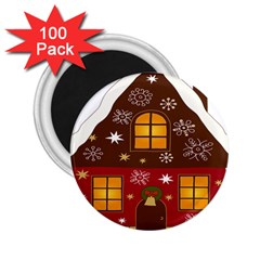 Christmas House Clipart 2 25  Magnets (100 Pack)  by Sapixe