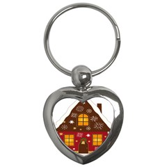 Christmas House Clipart Key Chains (heart)  by Sapixe