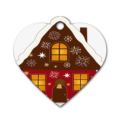 Christmas House Clipart Dog Tag Heart (one Side)