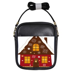 Christmas House Clipart Girls Sling Bags by Sapixe