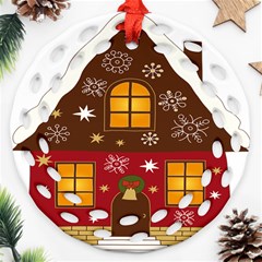 Christmas House Clipart Ornament (round Filigree) by Sapixe