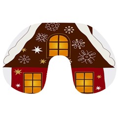 Christmas House Clipart Travel Neck Pillows by Sapixe