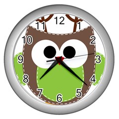 Clip Art Animals Owl Wall Clocks (silver)  by Sapixe