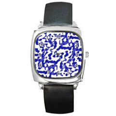 Bright Abstract Camo Pattern Square Metal Watch by dflcprints