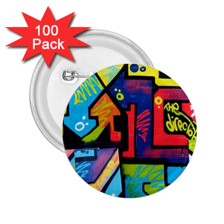 Urban Graffiti Movie Theme Productor Colorful Abstract arrows 2.25  Buttons (100 pack) 