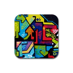 Urban Graffiti Movie Theme Productor Colorful Abstract Arrows Rubber Coaster (square)  by genx