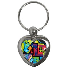 Urban Graffiti Movie Theme Productor Colorful Abstract Arrows Key Chains (heart)  by genx