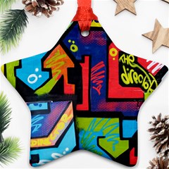 Urban Graffiti Movie Theme Productor Colorful Abstract Arrows Star Ornament (two Sides) by genx