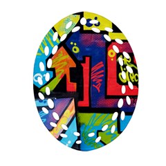 Urban Graffiti Movie Theme Productor Colorful Abstract Arrows Ornament (oval Filigree) by genx