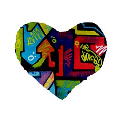 Urban Graffiti Movie Theme Productor Colorful Abstract Arrows Standard 16  Premium Heart Shape Cushions by genx