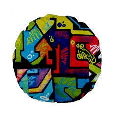 Urban Graffiti Movie Theme Productor Colorful Abstract Arrows Standard 15  Premium Flano Round Cushions by genx