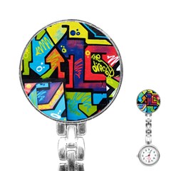 Urban Graffiti Movie Theme Productor Colorful Abstract Arrows Stainless Steel Nurses Watch by genx