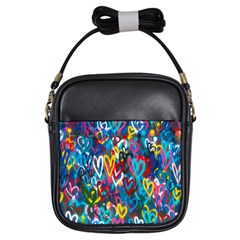 Graffiti Hearts Street Art Spray Paint Rad Girls Sling Bags by genx