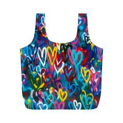 Graffiti Hearts Street Art Spray Paint Rad Full Print Recycle Bags (m)  by genx