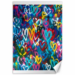 Graffiti Hearts Street Art Spray Paint Rad Canvas 12  X 18   by genx