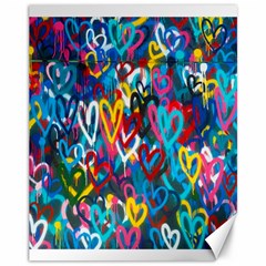 Graffiti Hearts Street Art Spray Paint Rad Canvas 11  X 14   by genx