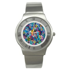 Graffiti Hearts Street Art Spray Paint Rad Stainless Steel Watch by genx