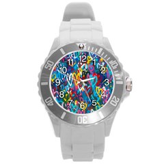 Graffiti Hearts Street Art Spray Paint Rad Round Plastic Sport Watch (l) by genx