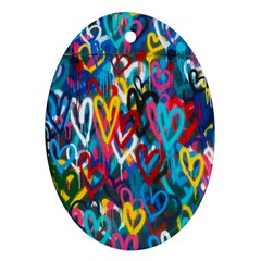 Graffiti Hearts Street Art Spray Paint Rad Ornament (oval) by genx