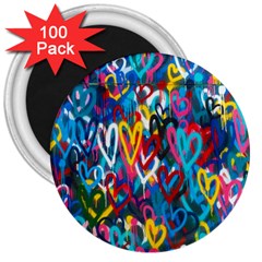 Graffiti Hearts Street Art Spray Paint Rad 3  Magnets (100 Pack) by genx